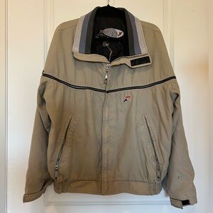 Men’s 70’s Vintage FILA Jacket in Taupe Size Medium Biker Riding Jacket Nylon!